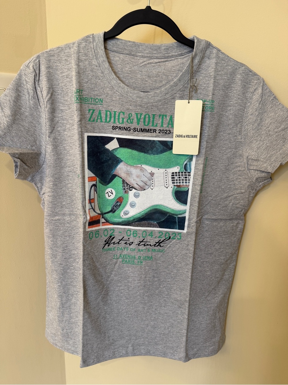 NWT Zadig & Voltaire Graphic T-Shirt Grey Tee L